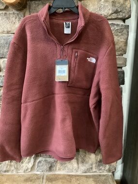The North Face Yumiori Mens XXL Sherpa Fleece Quarter Zip Jacket Sumac NWT